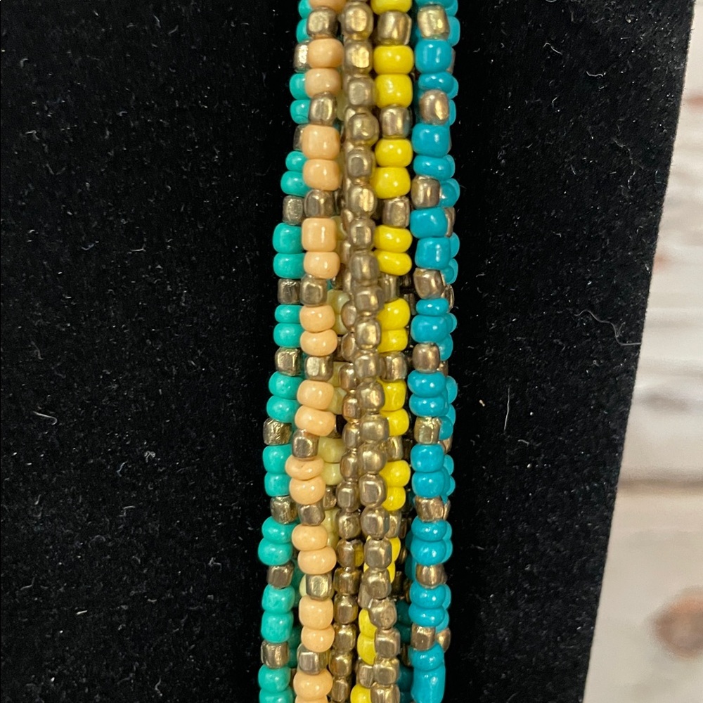 ZAD Turquoise and Yellow Beaded Necklace - Picture 3 of 7